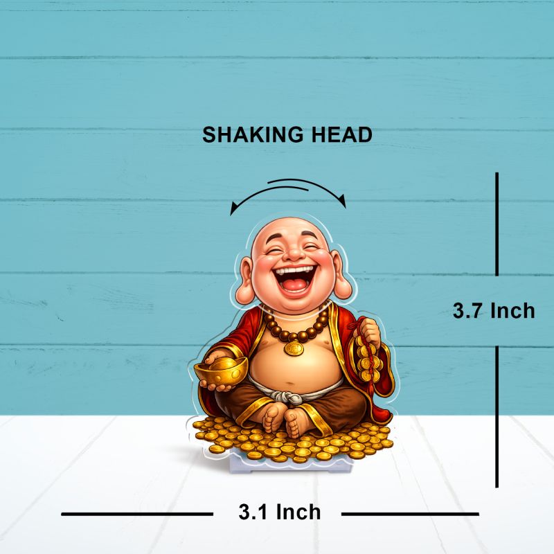 Laughing Buddha Moving Head Bobblehead Caricature for Home Decor, Office Desk, Living Room, Tabletop Decor & Car Dashboard Solar Powered Shaking Head Buddha Gifting